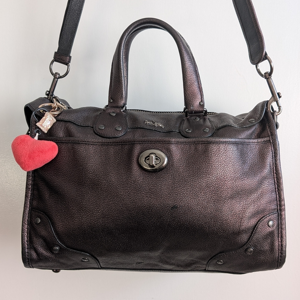 COACH RHYDER SATCHEL METALLIC TWO TONE LEATHER Shoulder Bag Legacy